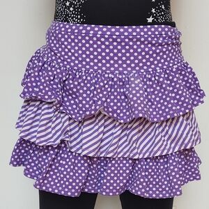 Falls Creek purple and white poka dot and stripe skort